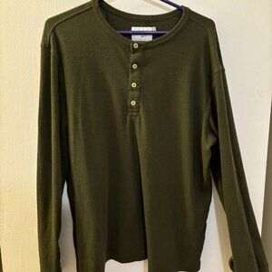Goodfellow Olive Green Waffle Henley Large